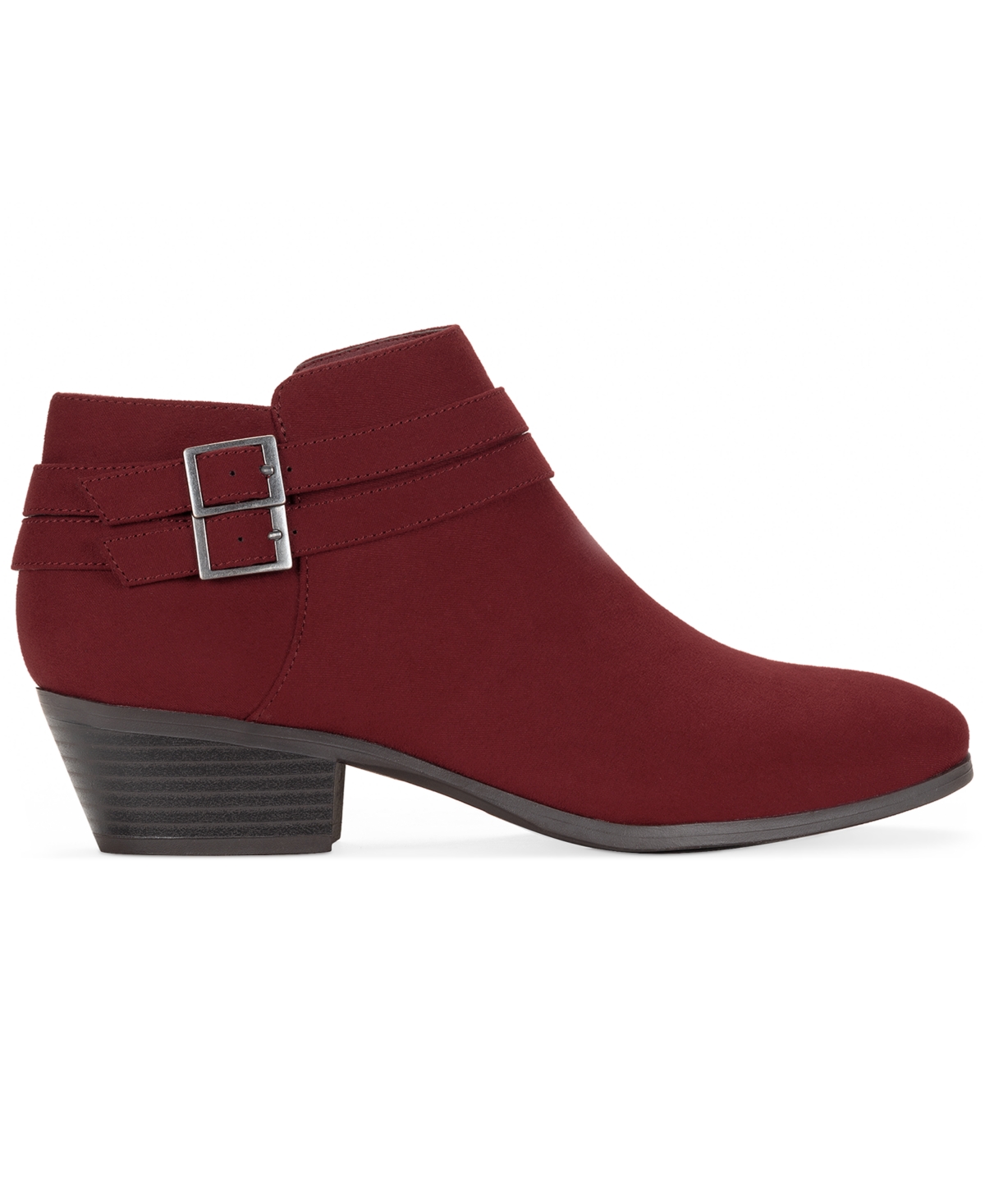 Style & Co Women's Willaa Belt Block Heel Booties, Macy's Exclusive In Burgundy