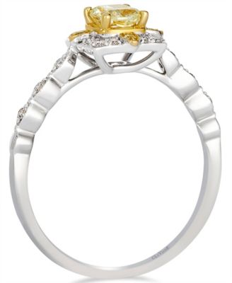Yellow Diamond (0.38 ct. t.w.) and Vanilla Diamond (0.13 ct. t.w.) Ring in 14K Two Tone Gold