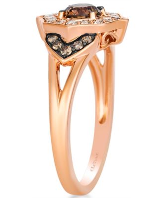 Chocolate Diamond (0.55 ct. t.w.) and Nude Diamond (0.20 ct ct. t.w.) Ring in 14K Strawberry Gold