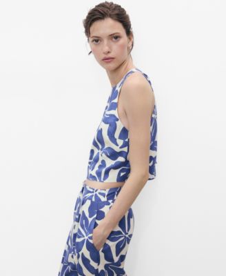 Women's Printed Linen-Blend Top