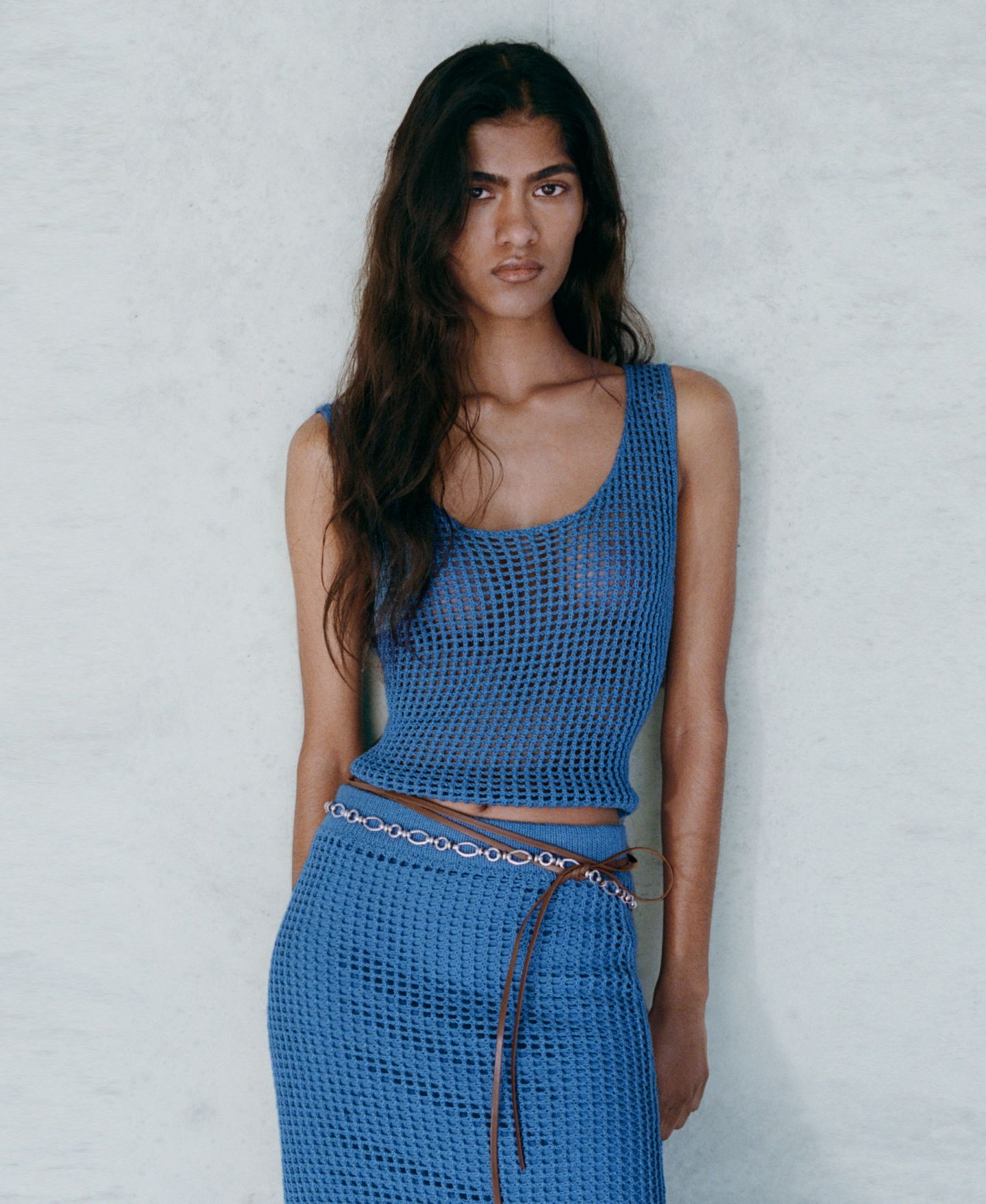 Женский топ Mango Knitted Crop, цвет: Синий — фото 4