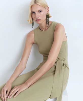 Women's Knot Detail Cotton Midi Dress