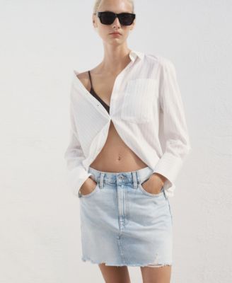 Women's Frayed Hem Denim Skirt