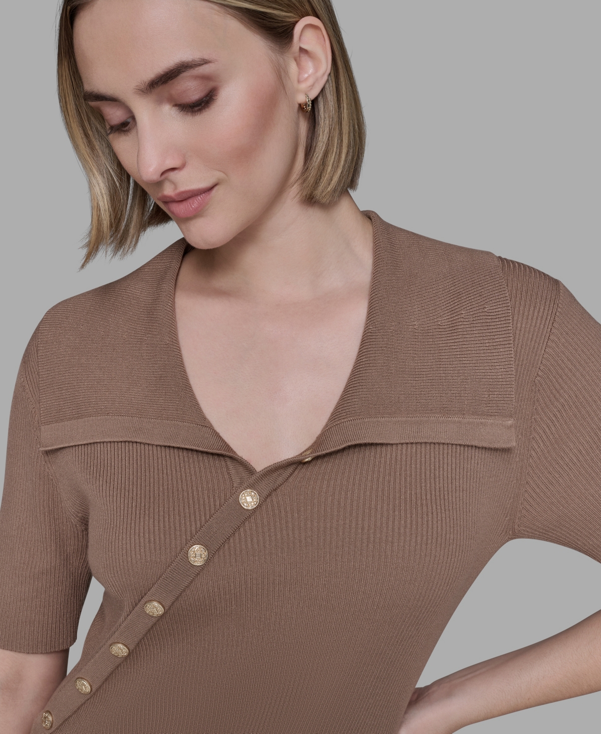 Karl Lagerfeld Women's Ribbed Bodycon Dress In Brown