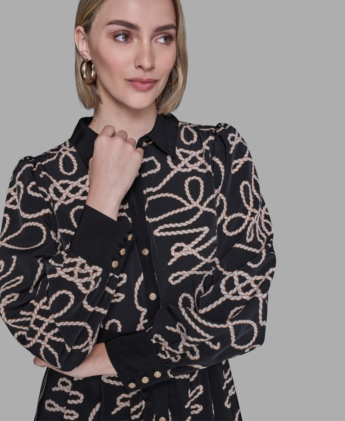 Karl Lagerfeld Paris Women's Printed Long Sleeves Dress