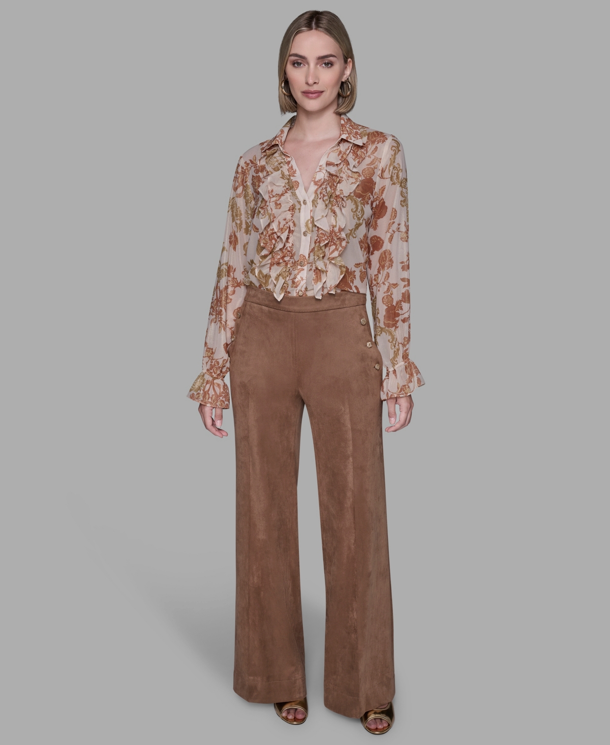 Karl Lagerfeld Women's Straight-fit Pants In Brown