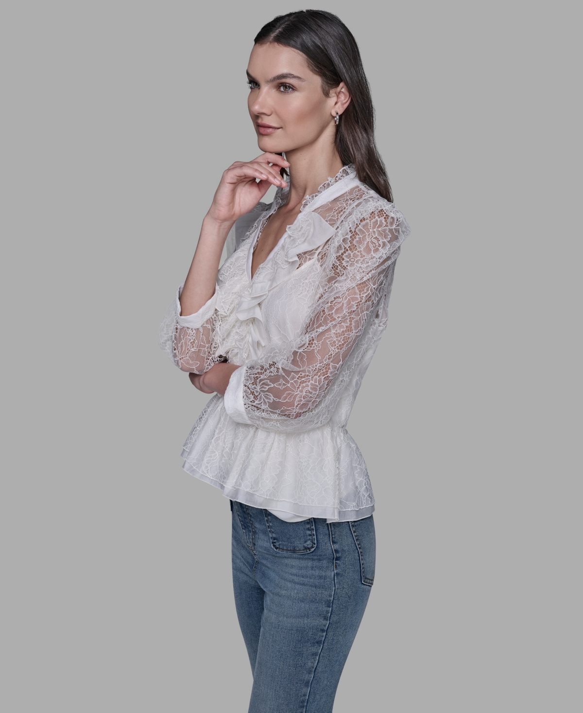 Karl Lagerfeld Paris Women's Lace V-Neck Blouse