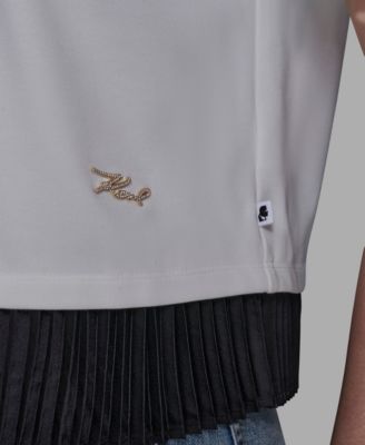 Women's Pleated Trim Hem Blouse