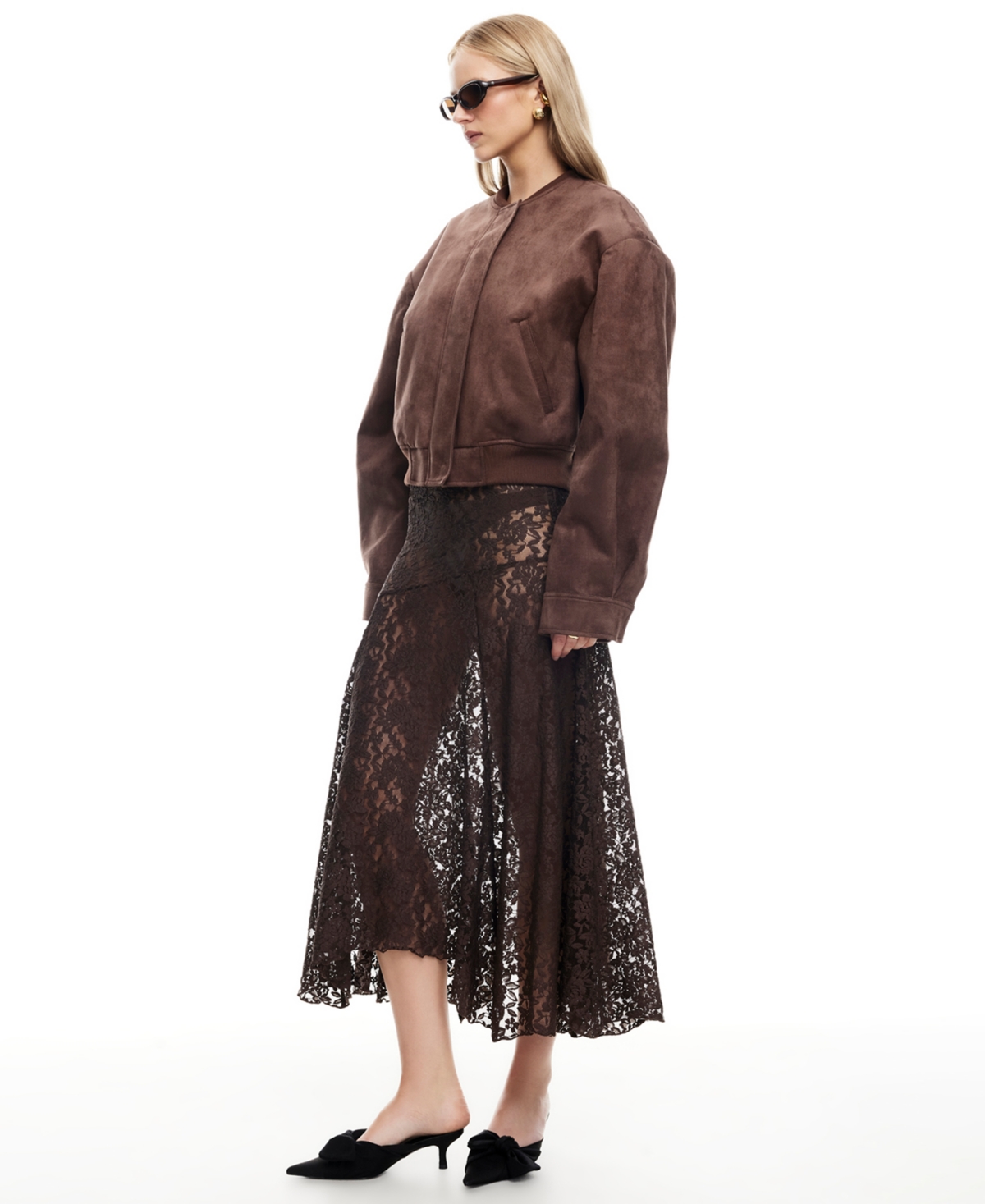 Lioness Women's Legacy Suede Bomber Jacket In Brown