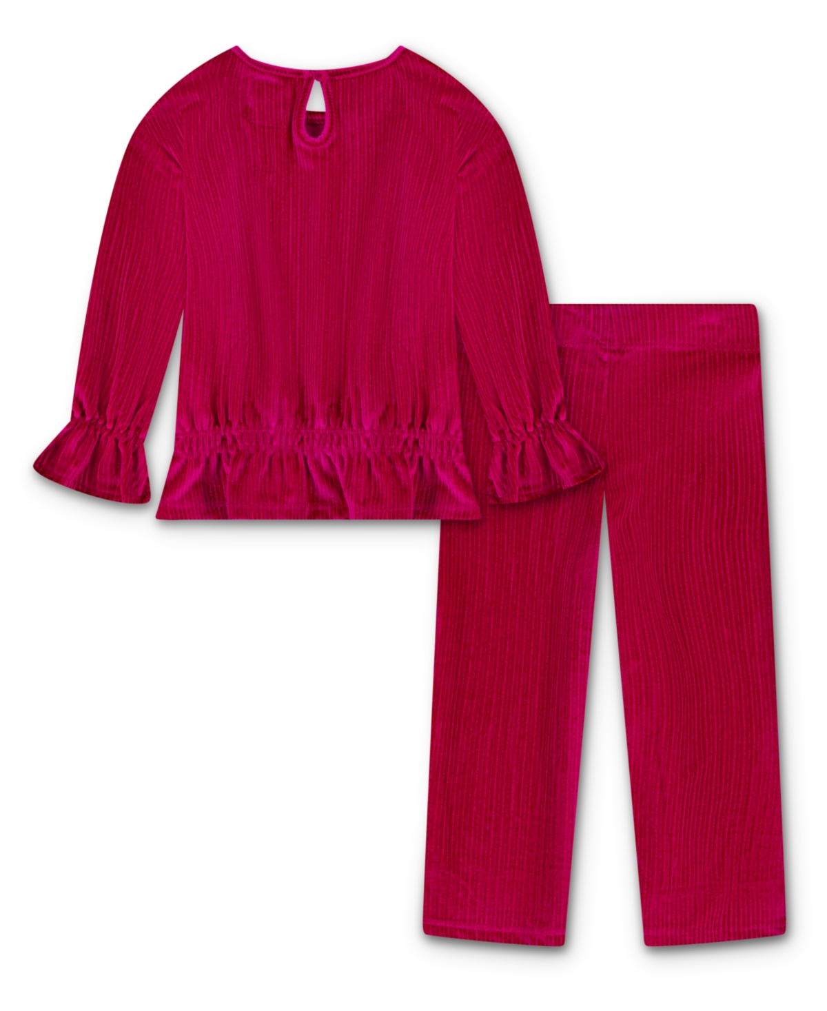 Levi's Little Girls 2-piece Long Sleeve Top And Wide Pants Velour Set In Red