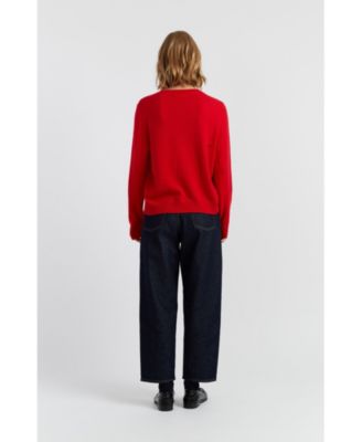 Women's Wool-Cashmere Crewneck Dancing Snoopy Sweater