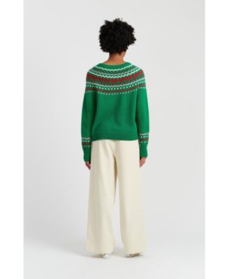 Women's Wool-Cashmere Bow Fairisle Sweater