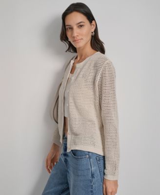 Women's Baby Chenille Open-Stitch Long-Sleeve Cardigan