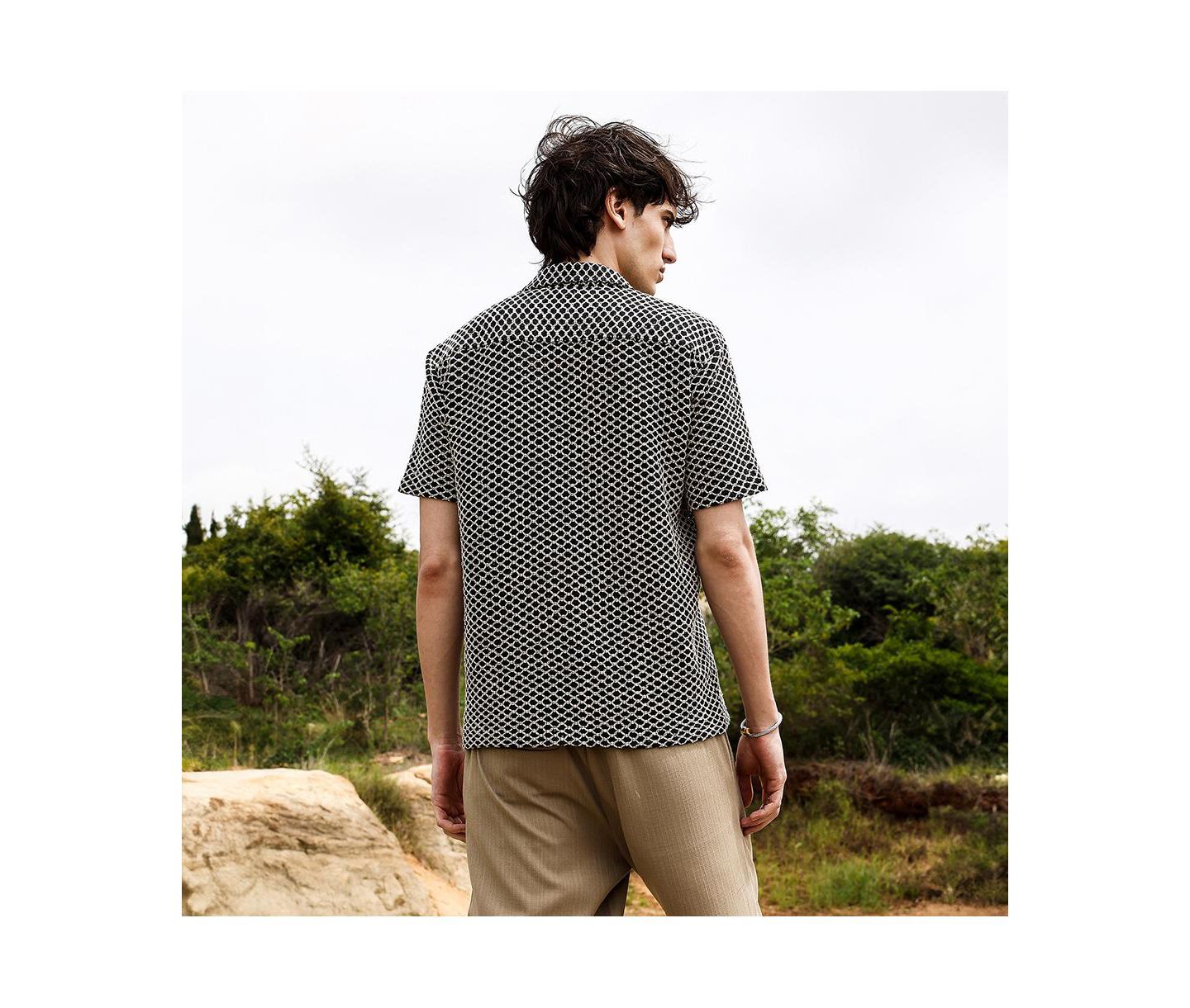 Мужская рубашка Cahoot Campus Sutra Contrast Rhombus Oversized, цвет: Чёрный — фото 4