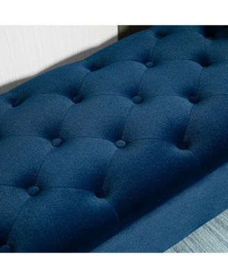 Button-Tufted Storage Rubberwood Ottoman Bed Bench,