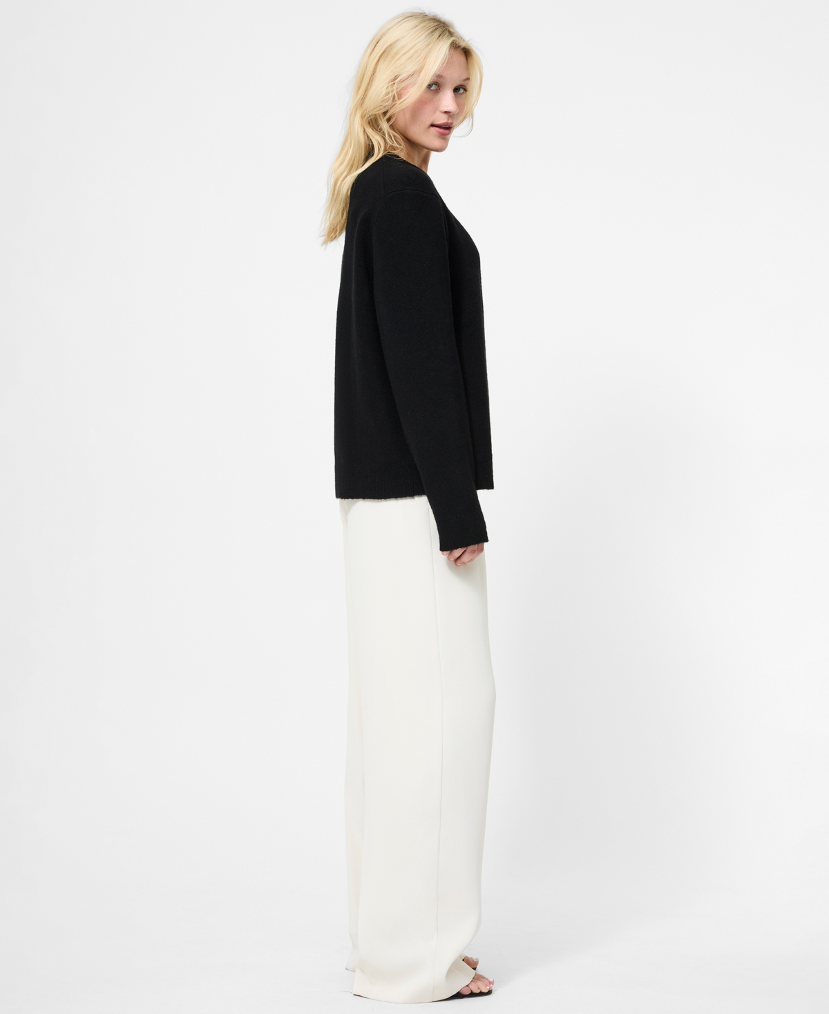 French Connection Crewneck Pullover Sweater In Black