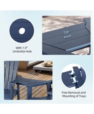 Tall Adirondack Chair HDPE Bar Stool with Connecting Tray for Lawn Backyard Garden, Set of 2