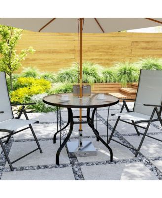 38" Round Patio Table, Tempe Glass Outdoor Dining Table,