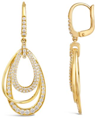 Nude Diamond Multi Layered Teardrop Orbital Drop Earrings (1-1/2 ct. t.w.) in 14k Rose Gold