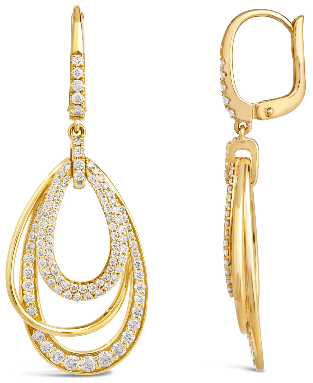 Le Vian Nude Diamond Multi Layered Teardrop Orbital Drop Earrings (1-1/2 Ct. T.w.) In 14k Rose Gold In Gold