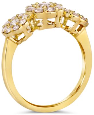 Nude Diamond Triple Cluster Flower Ring (1 ct. t.w.) in 14k Yellow Gold