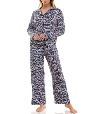 Women's 2-Piece Long Sleeve Top and Printed Pajama Set