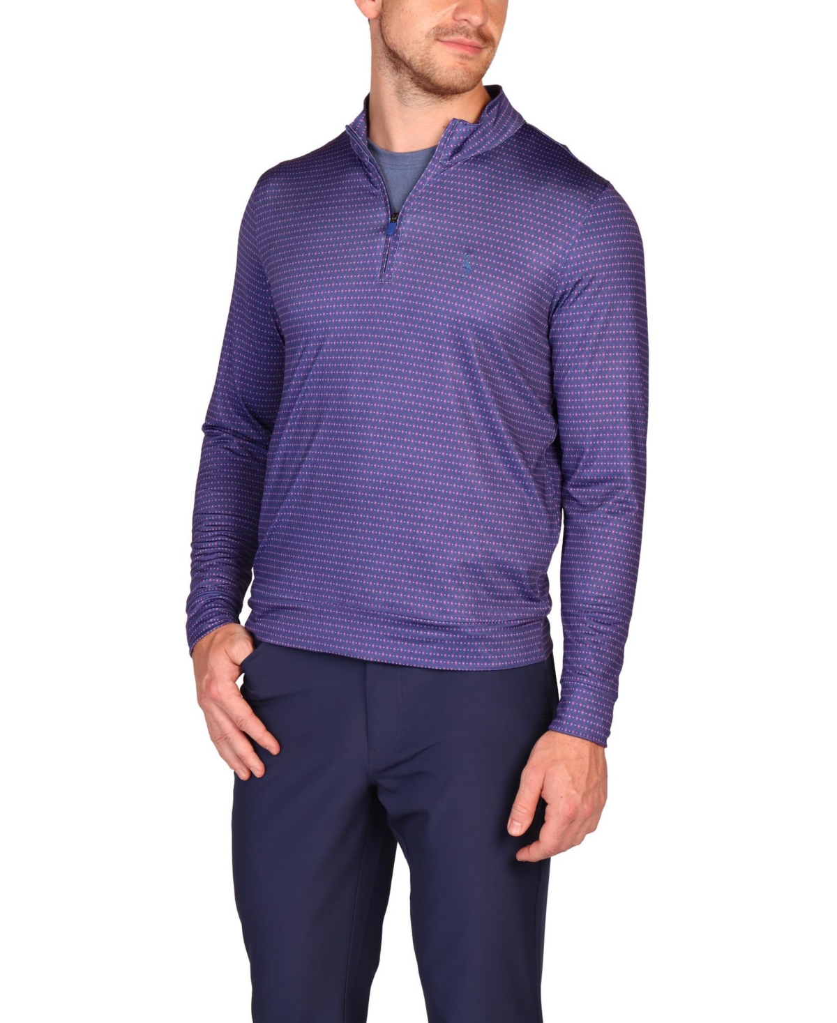 Tailorbyrd Men's Dots and Diamonds Performance Quarter Zip