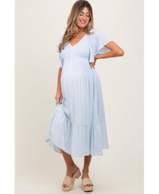 Olive Smocked Ruffle Maternity Dress