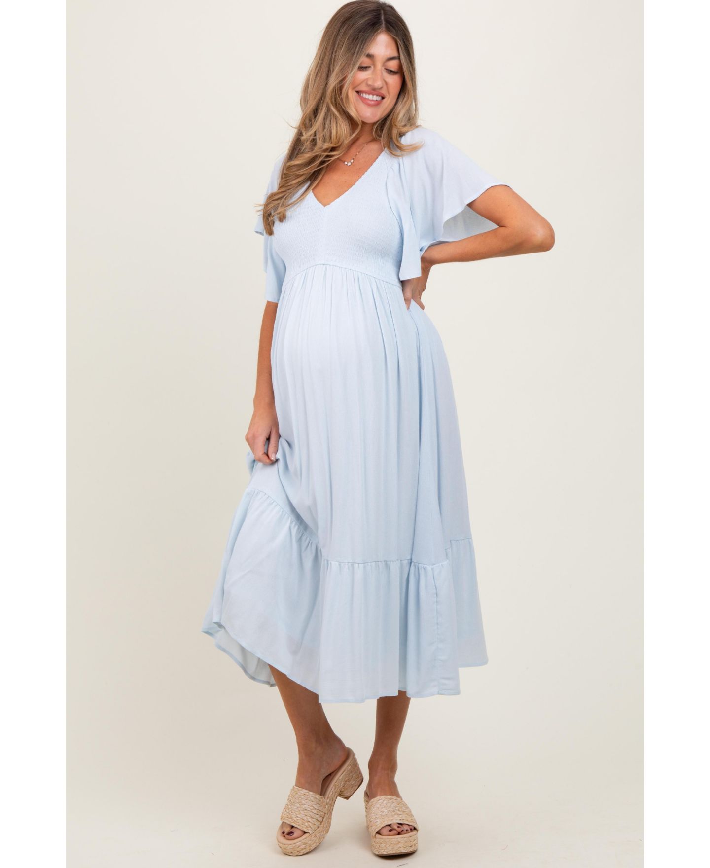 Женское платье Pinkblush Light Blue Smocked Ruffle, цвет: Светлый синий — фото 2