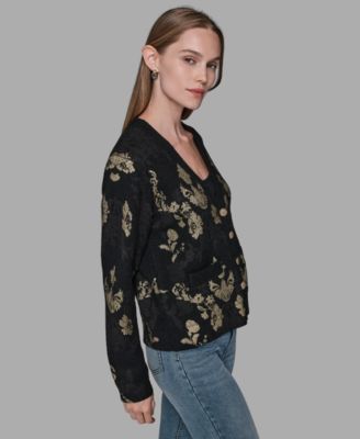 Women's Foil Floral Print Sweater