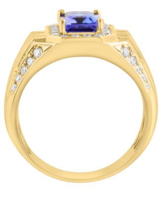 Men's Diamond (1/2 ct. t.w.) and Tanzanite (1-1/3 ct. t.w.) Ring in 14K Yellow Gold