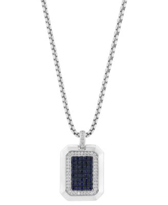 EFFY Collection - Sapphire and White Zircon Pendant Necklace (1/20 ct. t.w.) in Sterling Silver