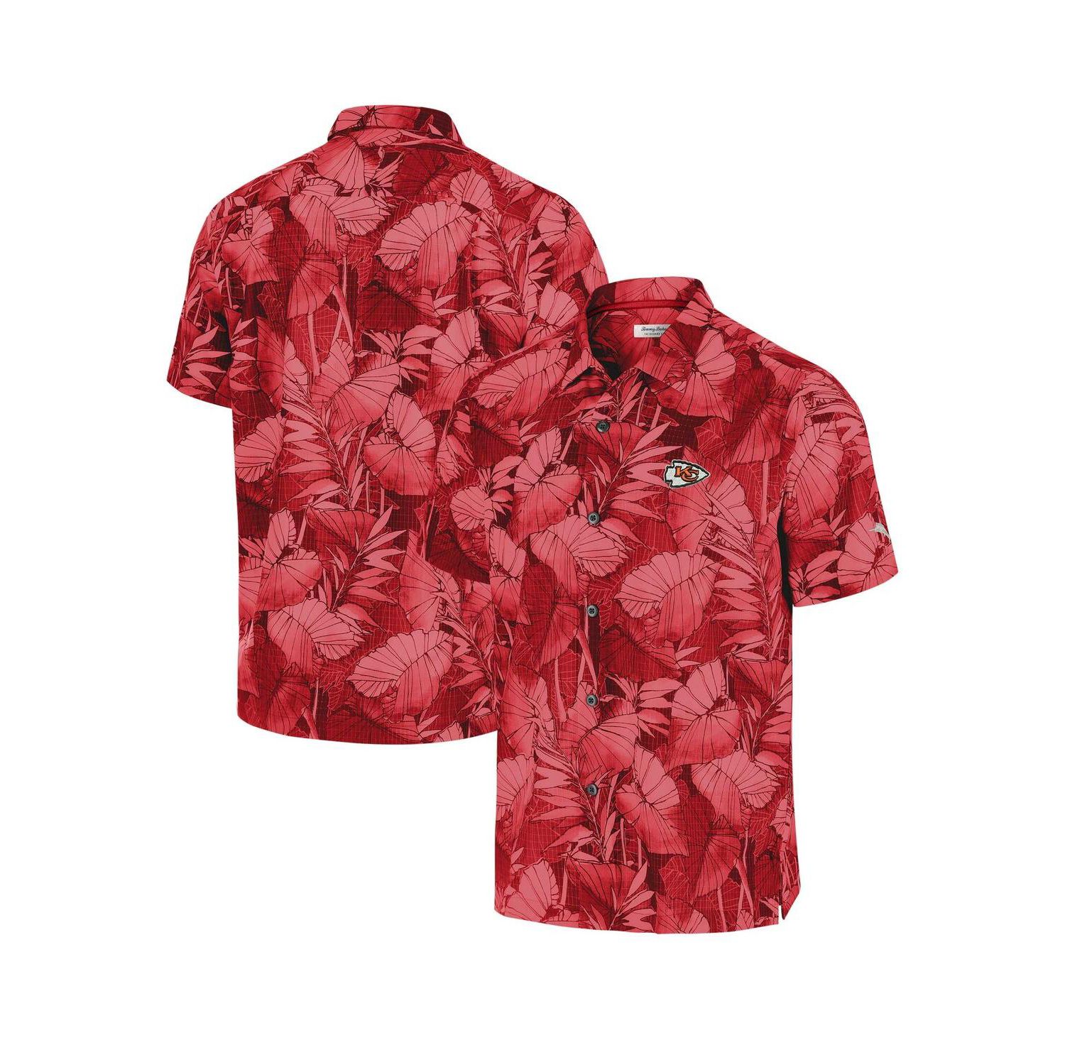 Men's Red Kansas City Chiefs Bahama Coast Nuevo Fronds Camp Button-Up Shirt