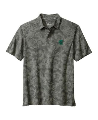 Tommy Bahama - Men's Gray Michigan State Spartans Palm Fresco Hibiscus IslandZone Polo Shirt