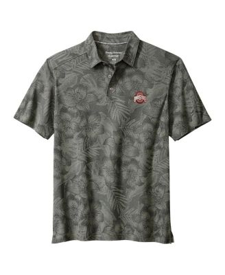 Tommy Bahama - Men's Gray Ohio State Buckeyes Palm Fresco Hibiscus IslandZone Polo Shirt