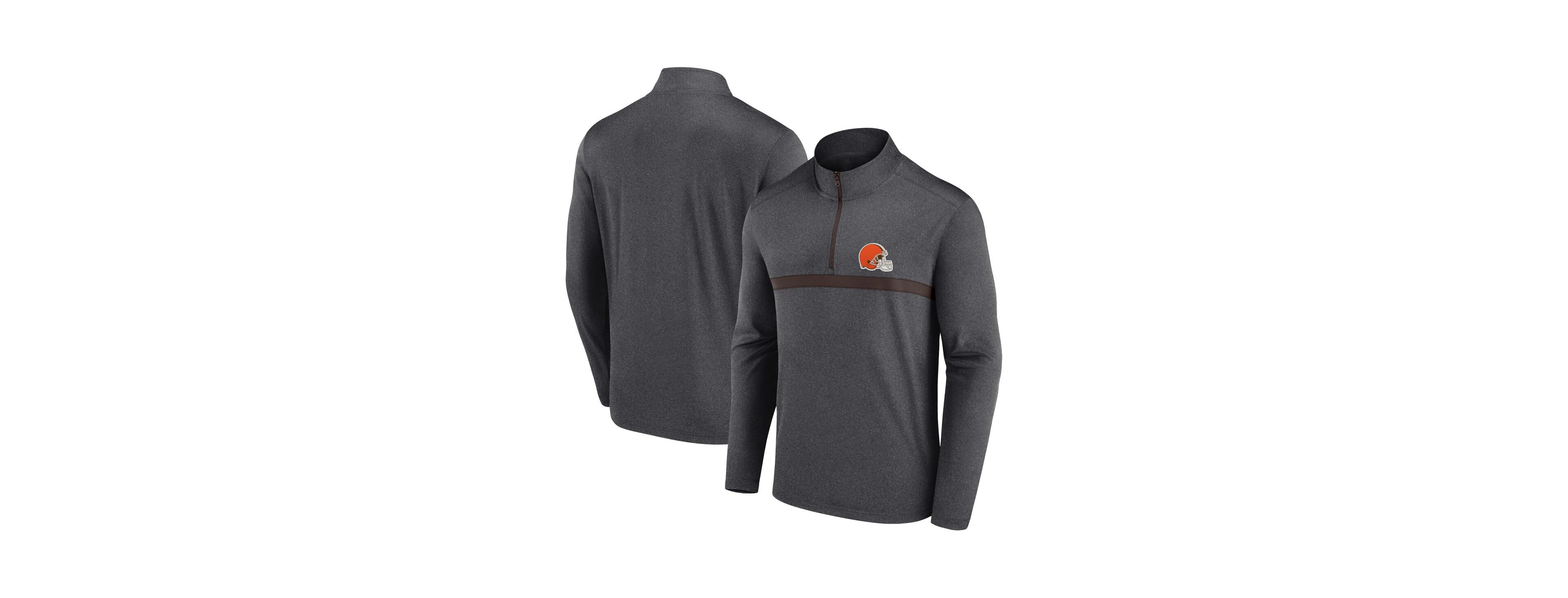 Fanatics Men's Charcoal Cleveland Browns Head-to-Head Quarter-Zip Pullover Sweatshirt