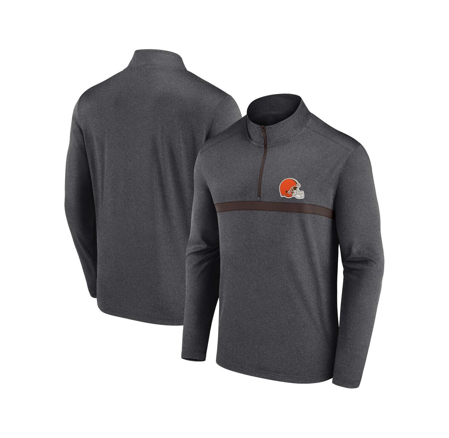 Men's Charcoal Cleveland Browns Head-to-Head Quarter-Zip Pullover Sweatshirt
