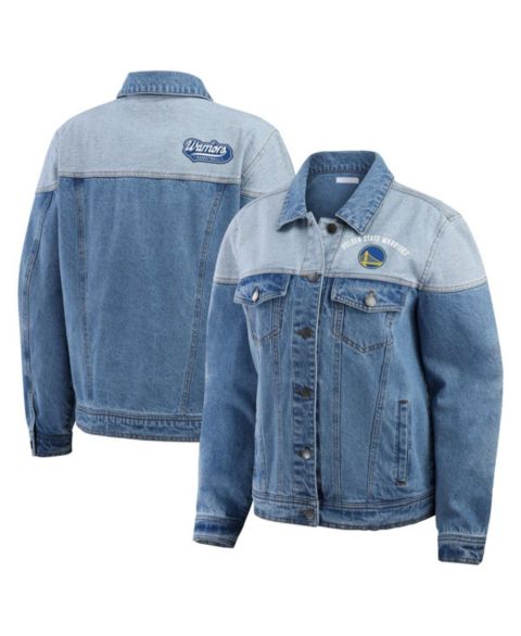 Женские куртки WEAR by Erin Andrews Women's Blue Golden State Warriors Full-Button Denim Jacket