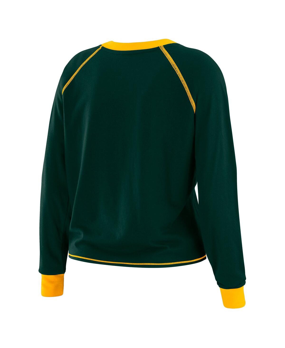 Wear by Erin Andrews Women's Green/Gold Green Bay Packers Plus Size Tie-Front Long Sleeve Top