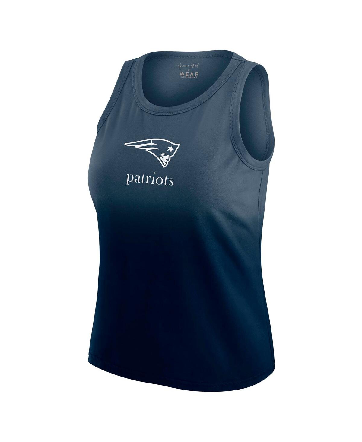 Wear By Erin Andrews Women's X Gracie Hunt Navy New England Patriots Ombre Tank Top In Blue