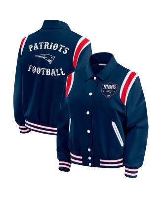 WEAR by Erin Andrews - Women's Navy New England Patriots Varsity Lightweight Full-Snap Jacket