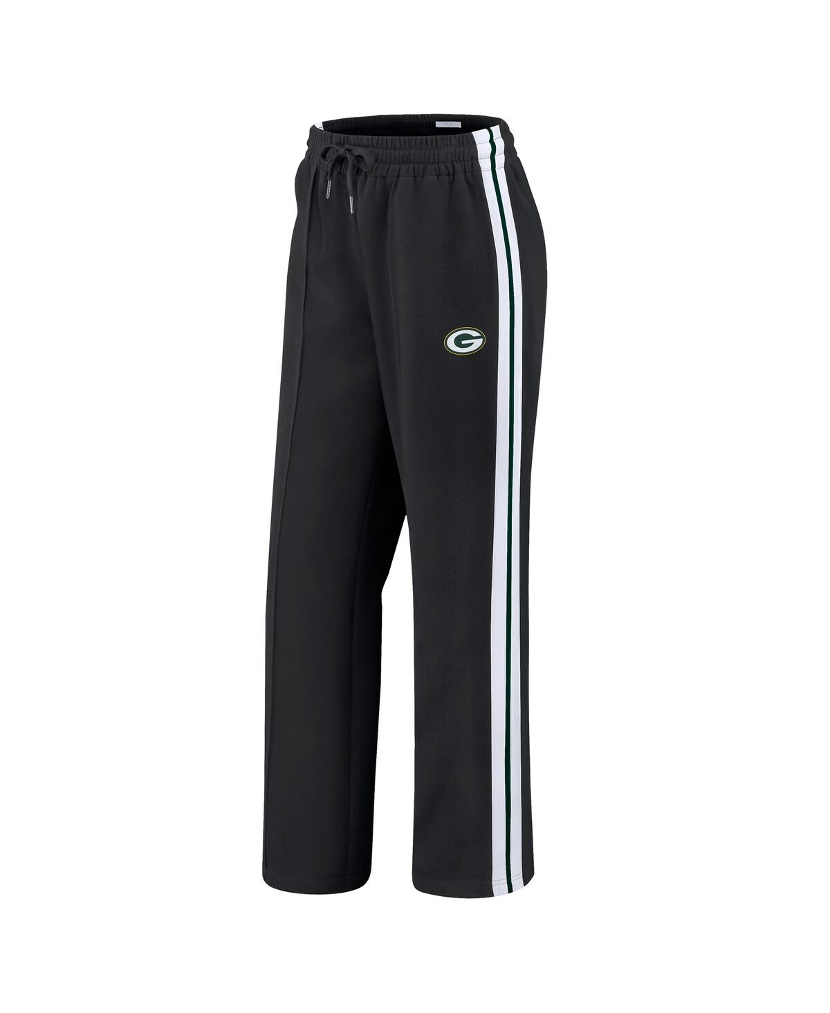 Wear By Erin Andrews Women's Black Green Bay Packers Color-block Straight Leg Pants In Black