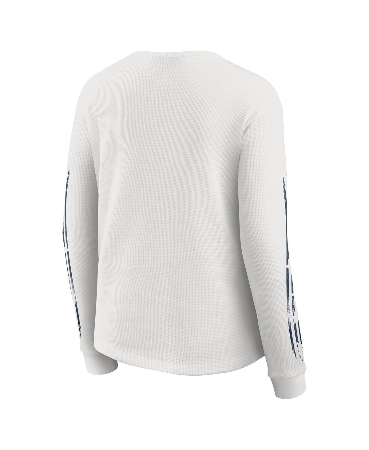 Wear by Erin Andrews Women's White Seattle Seahawks Graphic Waffle Long-Sleeve T-Shirt