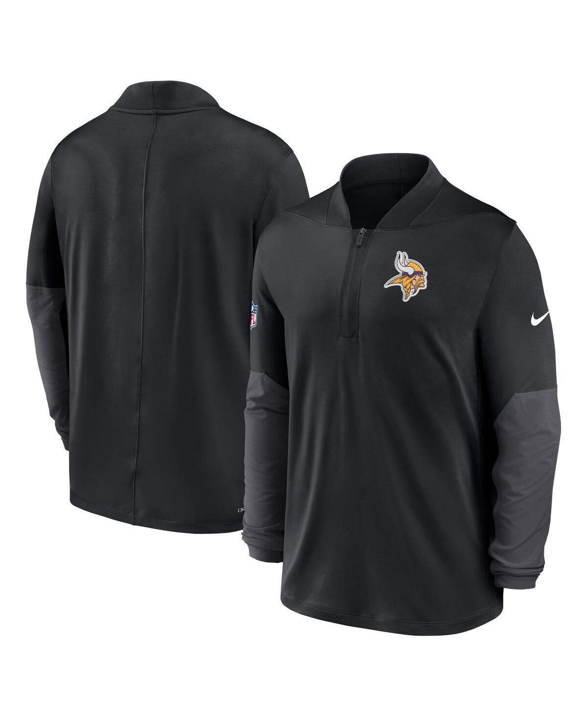 Nike Men's Black Minnesota Vikings Sideline Dri-fit Half-zip Pullover Sweatshirt In Black