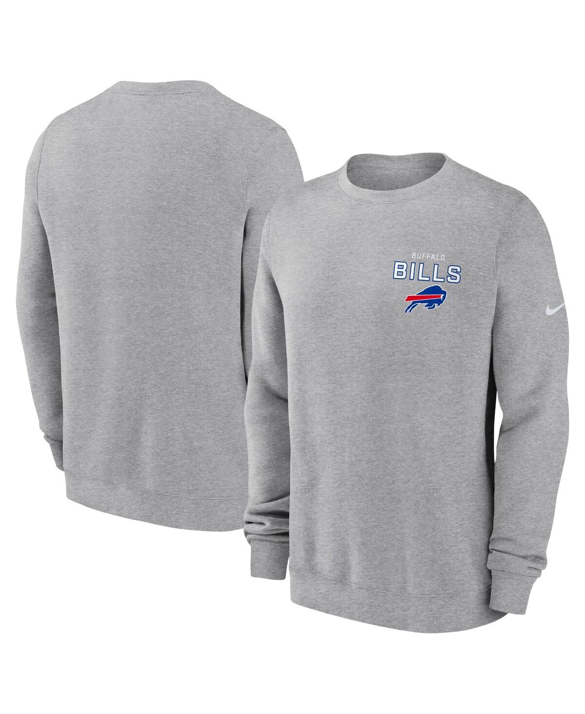 Nike Men's Heather Gray Buffalo Bills Primetime Club Fleece Pullover Sweatshirt In Gray
