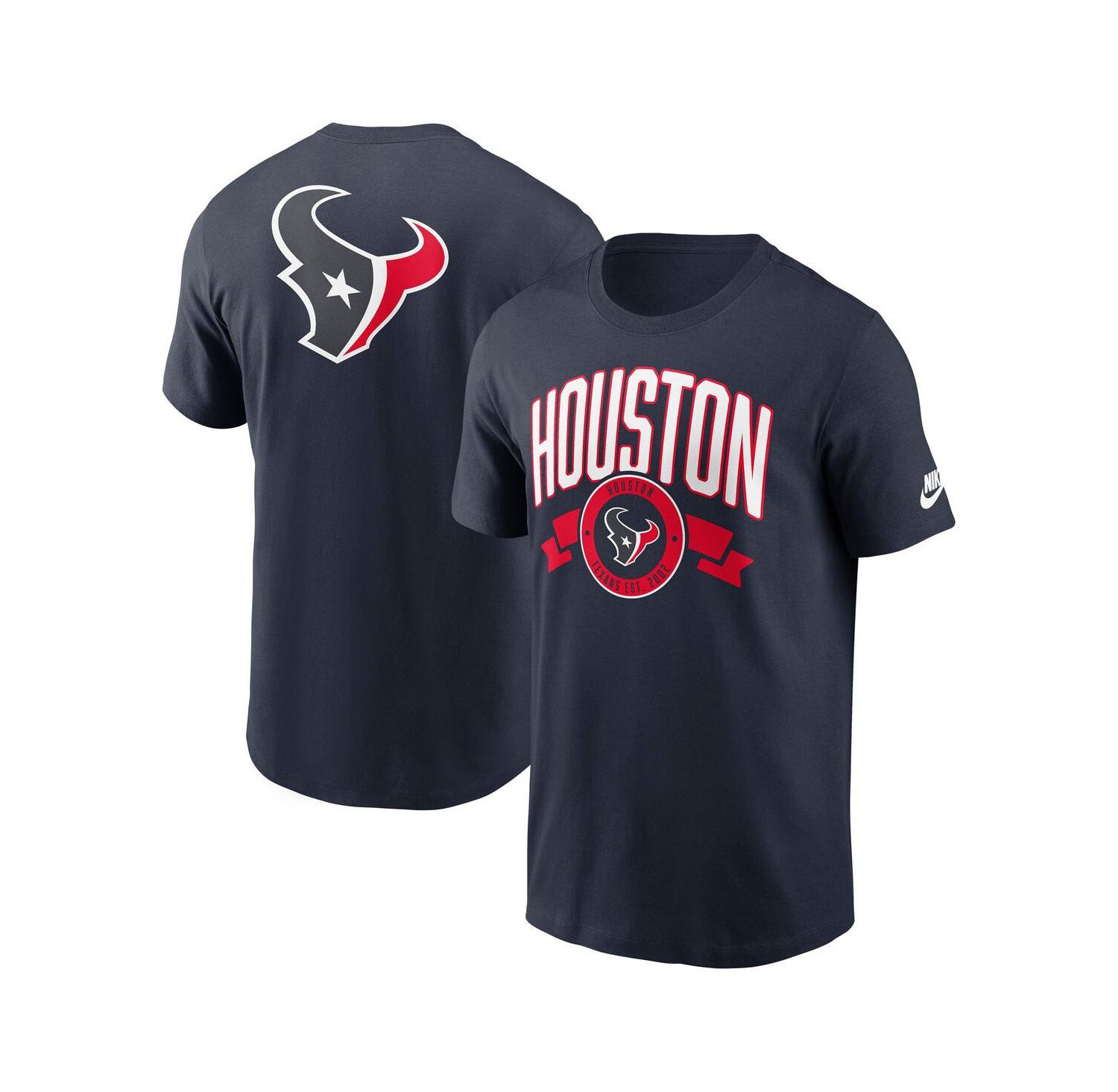 Men's Navy Houston Texans Rewind Front and Back Hit Essential T-Shirt