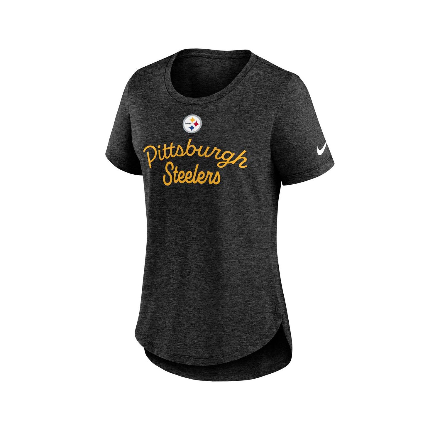 Women's Black Pittsburgh Steelers Script Tri-Blend T-Shirt