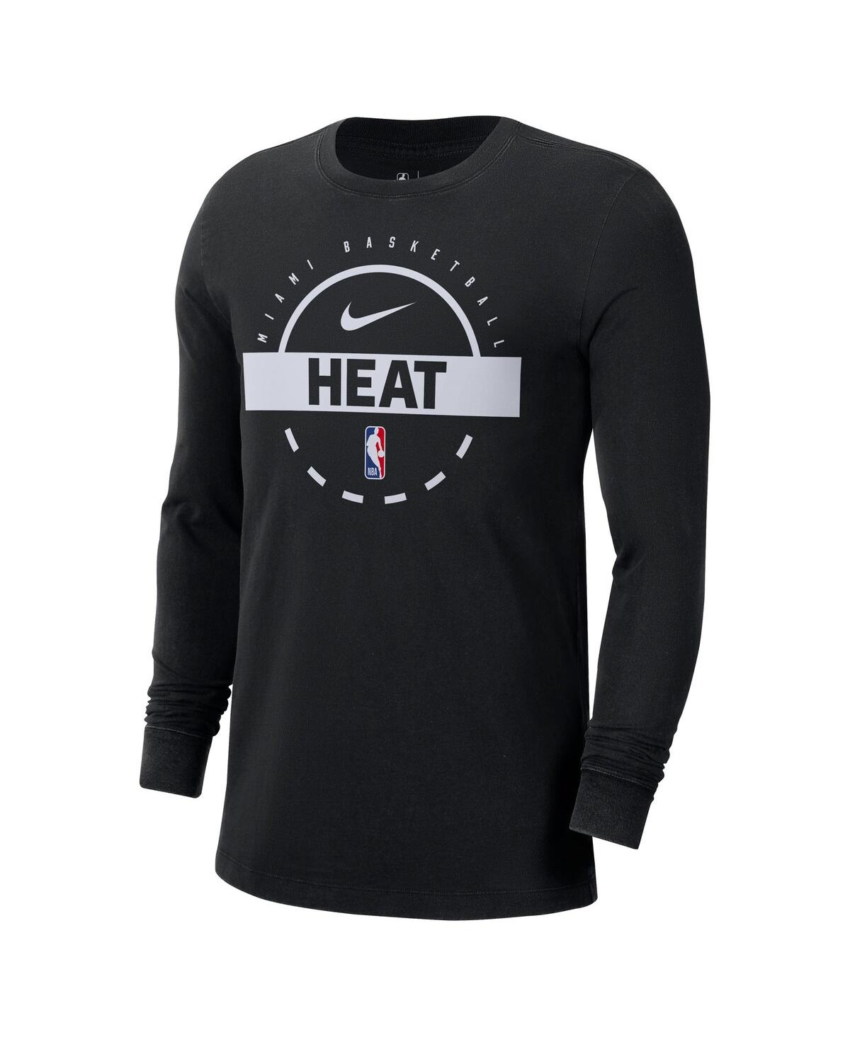 Nike Men's Black Miami Heat Authentic Long Sleeve Practice T-shirt In Black