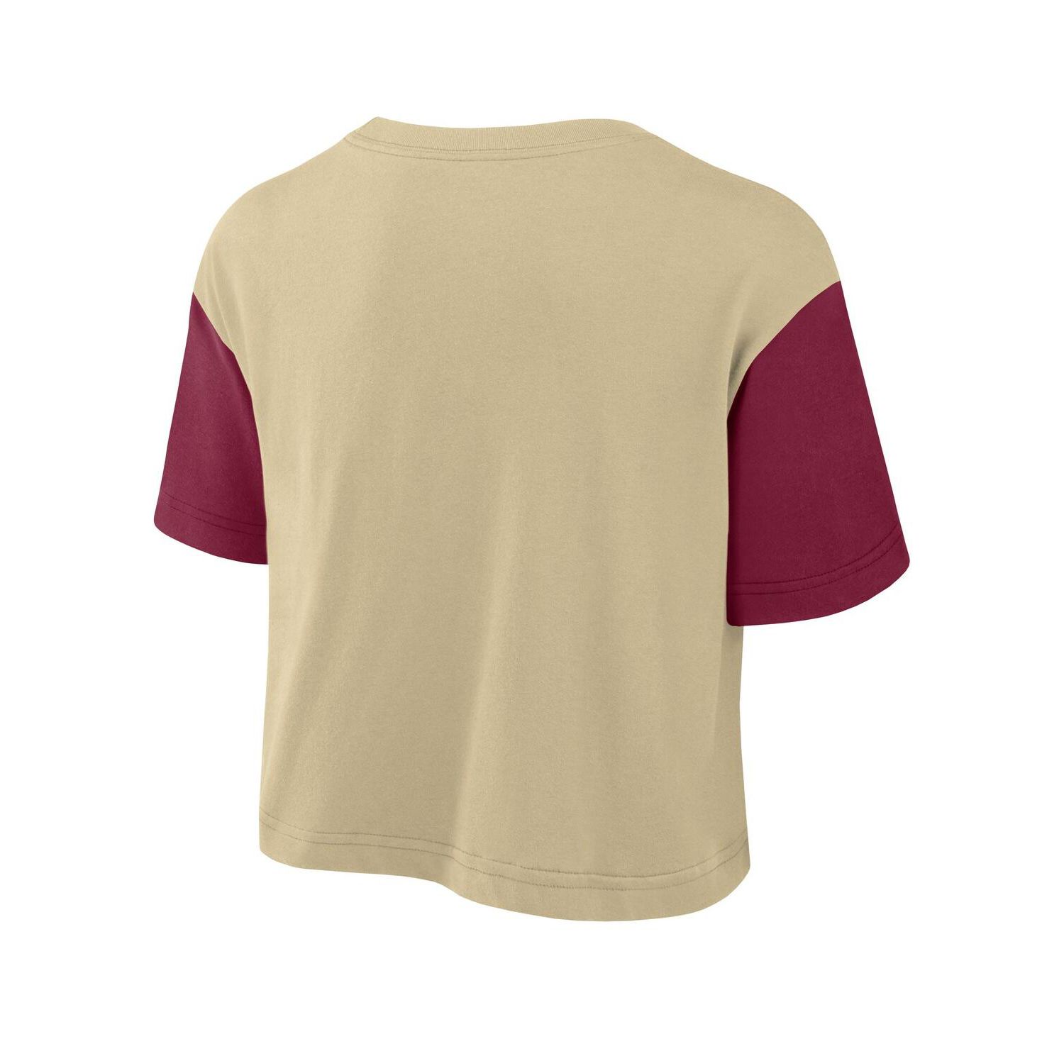Women's Gold/Garnet Florida State Seminoles Color-Block Script Dri-FIT Cropped T-Shirt