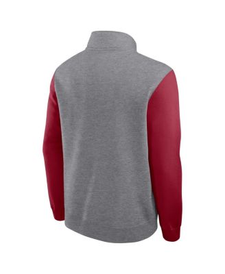 Men's Heather Gray Oklahoma Sooners Club Fleece Half-Zip Pullover